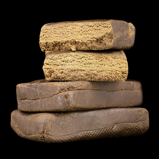 Luxus Ketama 25% THCA hash block with dark smooth exterior