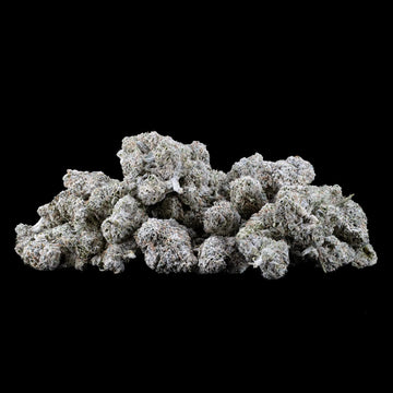 White Widow 22% THCA indoor popcorn buds with dense frosted trichome coverage